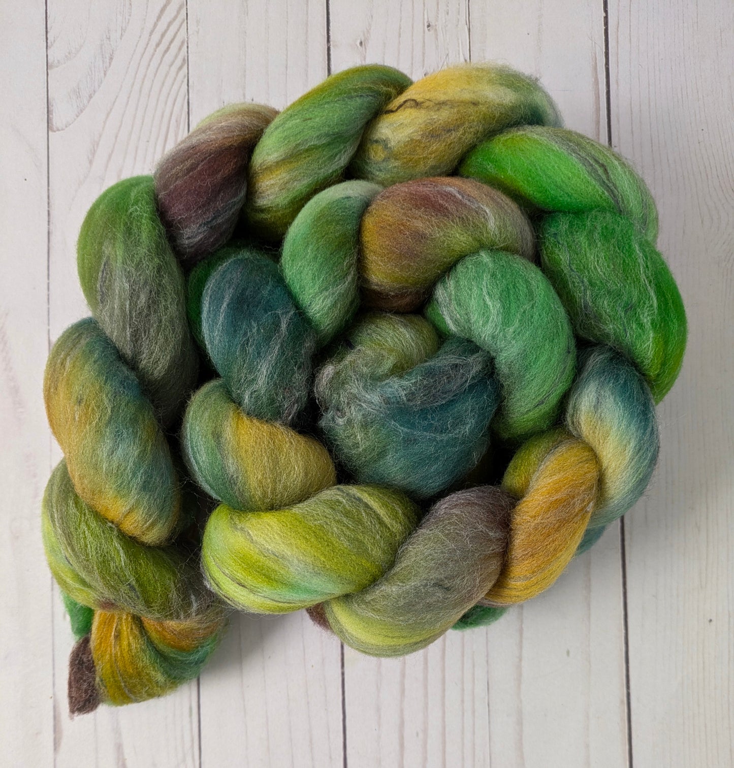 Fangorn Forest - dyed shaniko tweed blend fiber 4.1 oz