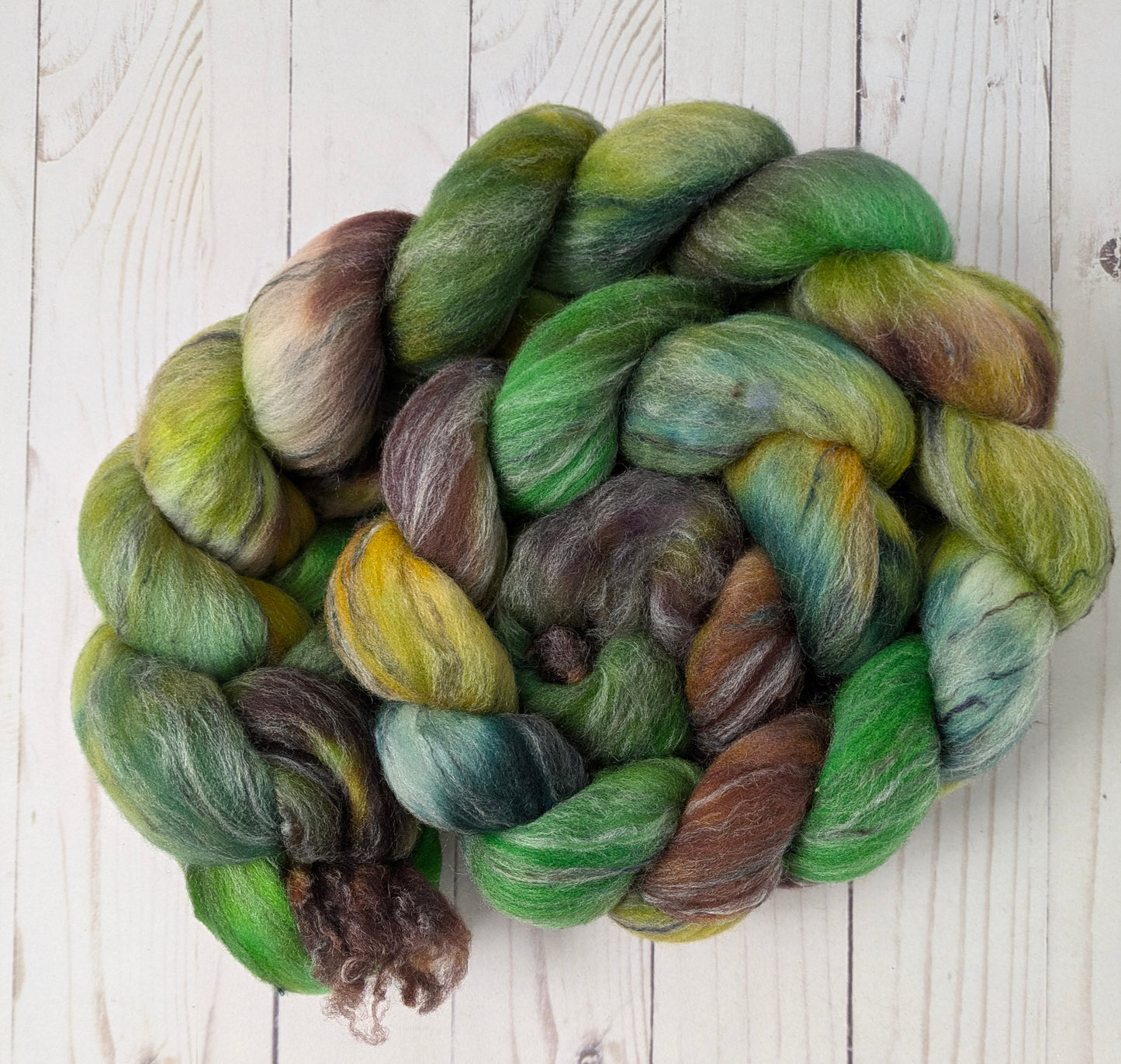 Fangorn Forest - dyed shaniko tweed blend fiber 4.4 oz