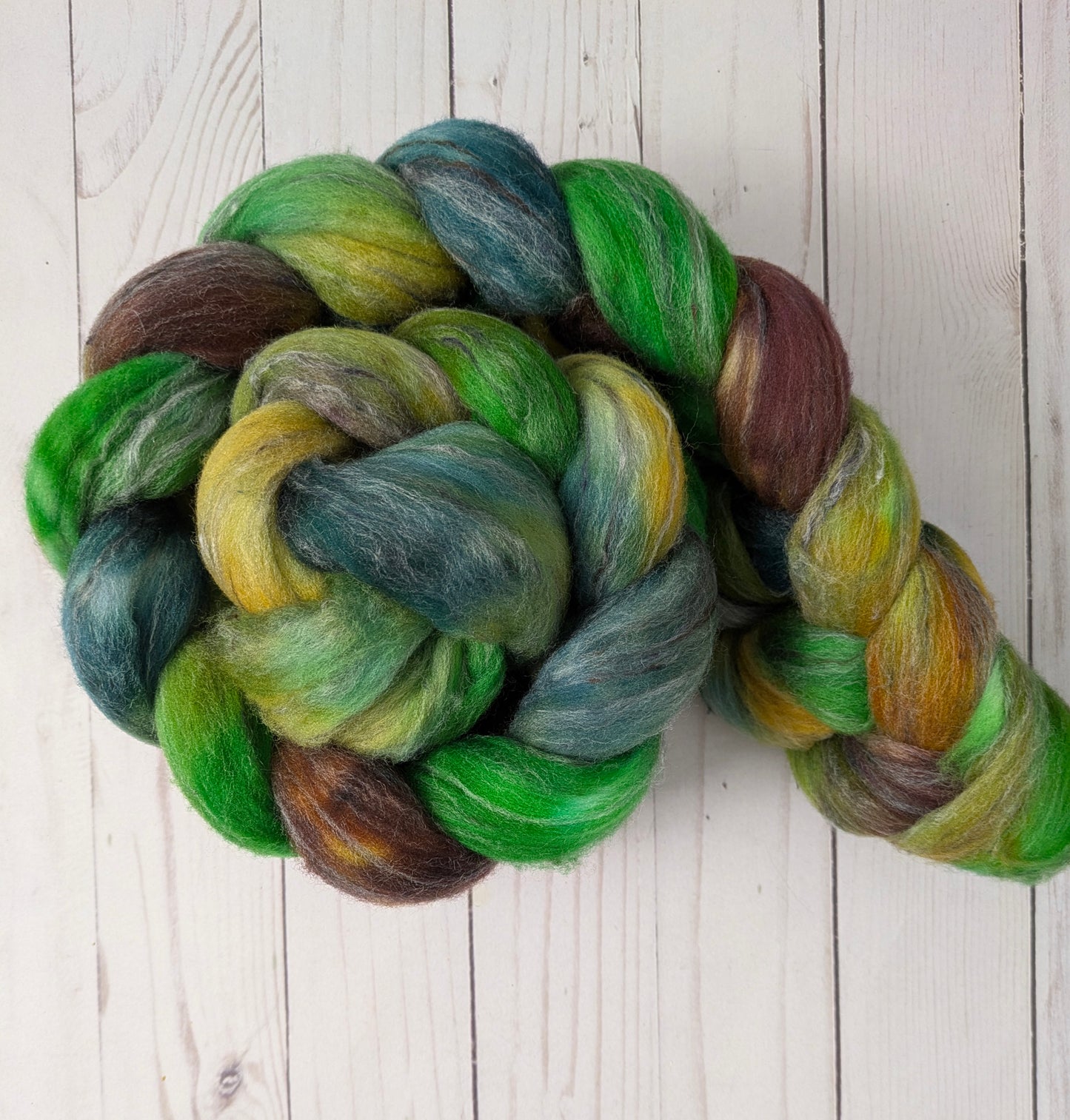 Fangorn Forest - dyed shaniko tweed blend fiber 4.1 oz